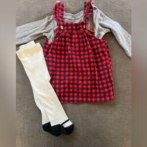 Carter's Red and Black Plaid Dress with Gray Top